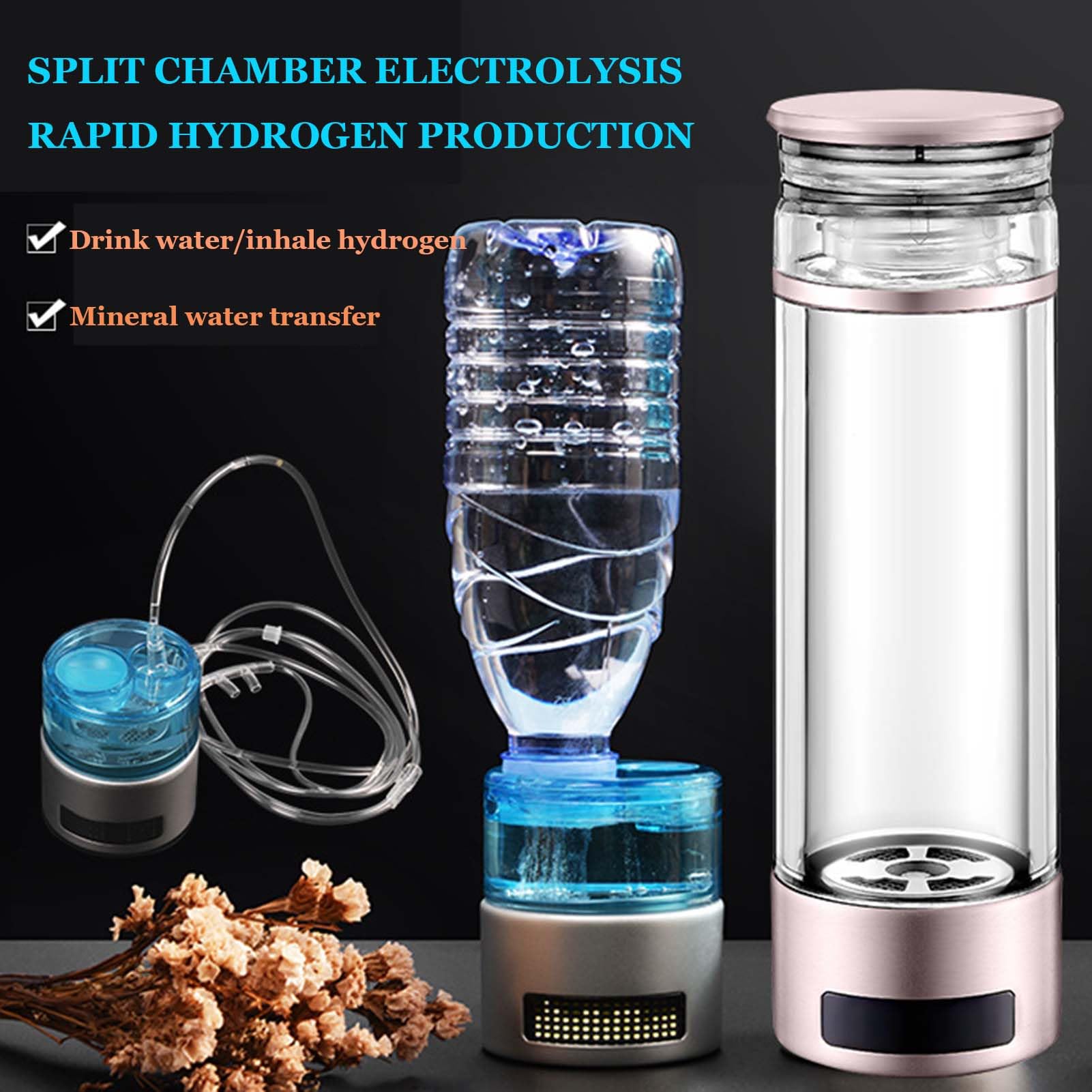 Tazza per Acqua Ricca di idrogeno, Tecnologia SPE PEM, concentrazione di idrogeno Fino a 9000 ppb, generatore di Acqua ionizzata, con Adattatore per inalatore