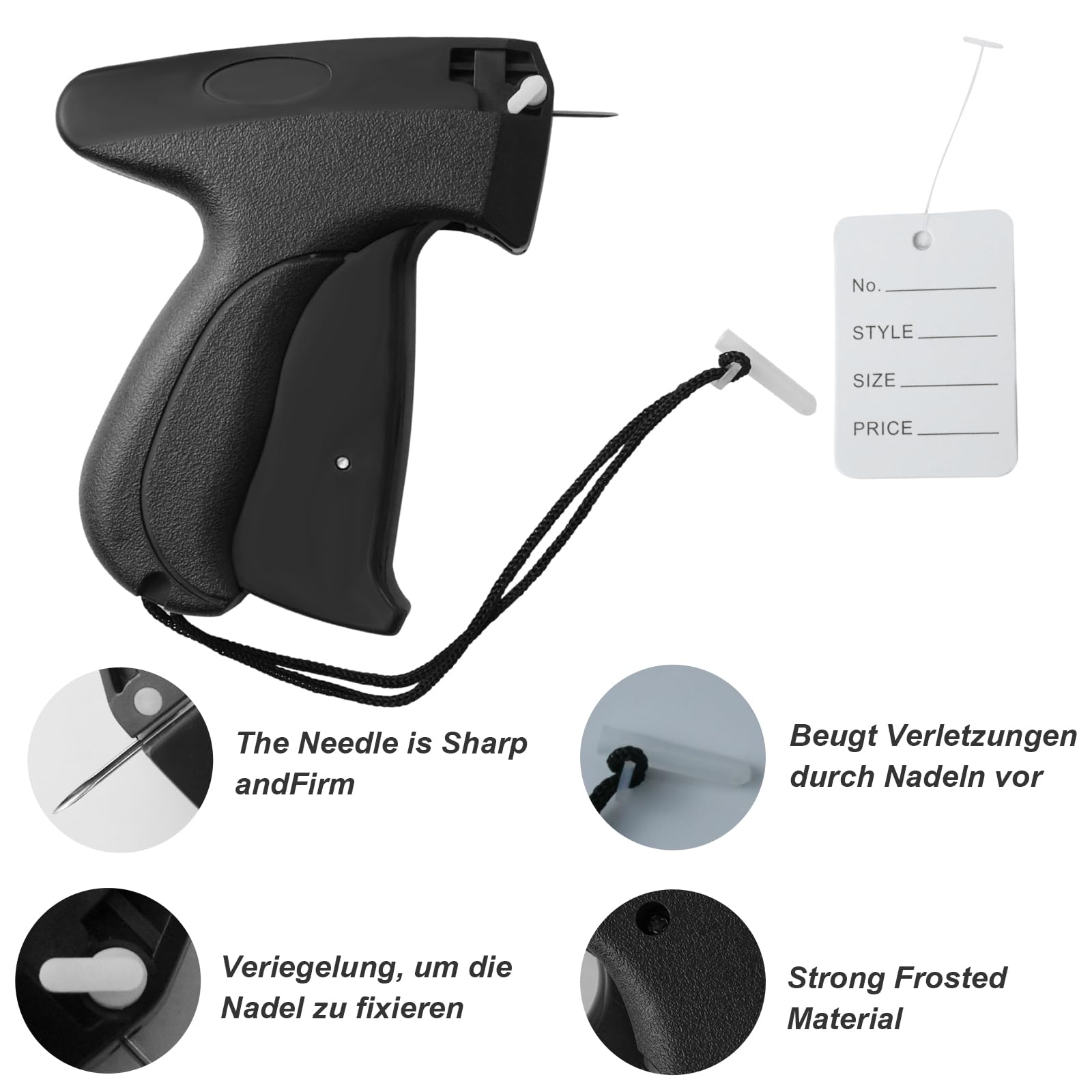 Etiqueteuse, Pistolet Etiquette Textile, Etiqueteuse Prix 5000 Fils Paddle (Blanc,1cm/4cm) + 5 Aiguilles de Rechange + 500 Étiquette de Prix pour Etiquettes de Marque de Vêtement