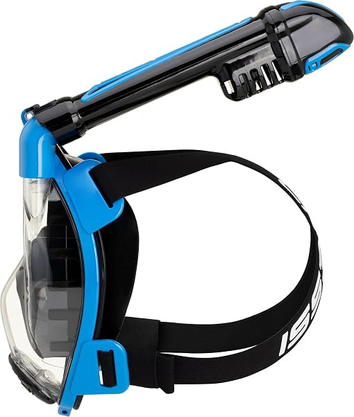 Cressi dal 1946 - Duke Action Full Face Mask - Maschera Integrale CO2 Sicuro Grande Visione Snorkeling No Fog con Tubo Dry e Supporto Action Cam - Nero/Blu - M/L - Unisex - 4