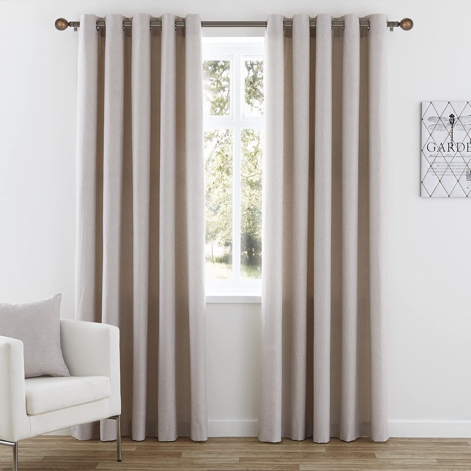 1 inch Window Curtain Rod,Single Telescoping Drapery Rod,36-72 inch Adjustable Decorative,Polished Bronze,Antique Finial