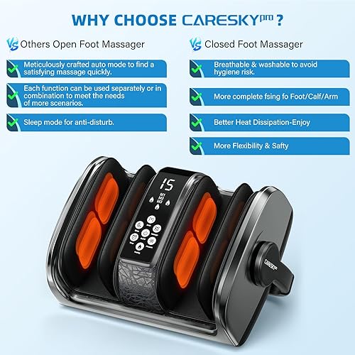Miniatura 6 de CARESKYpro Máquina masajeadora de pies Shiatsu para circulación y alivio del dolor, terapia de calor mejorada, amasamiento profundo de 5