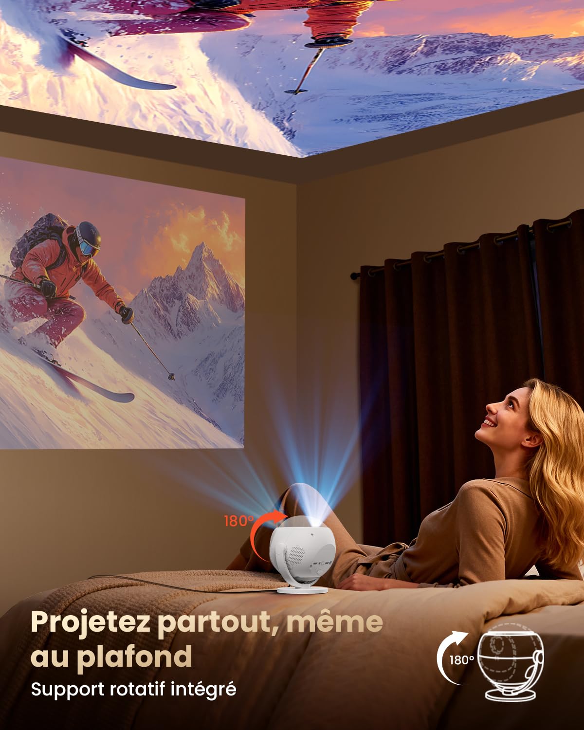 GEEKERA Vidéoprojecteur 2026 avec Android OS, 1080P Natif Supporte 4K, Projecteur Vidéo Portable avec Netflix Intégré, WiFi Bluetooth, 400 ANSI, Focus Électrique/Keystone Auto, Home Cinéma