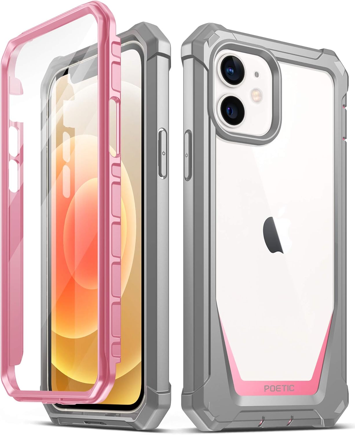 Poetic Guardian Series for iPhone 12 Case/iPhone 12 Pro 6.1 inch Case, Full-Body Hybrid Reinforced Shockproof Protective Rugged Clear Bumper Cover Case with Built-in-Screen Protector, Pink/Clear Poetic Guardian Series for iPhone 12 Case/iPhone 12 Pro 6.1 inch Case, Full-Body Hybrid Reinforced Shockproof Protective Rugged Clear Bumper Cover Case with Built-in-Screen Protector, Pink/Clear