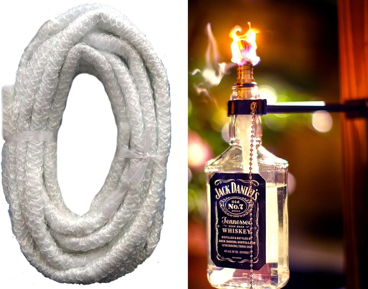 Kentucky Home Brands 16 Foot Fiberglass Garden Torch Wick, 1/2 Diameter - Bulk Garden Wick for Wine Bottle Tiki Torches, Patio Lighting, Garden Lights