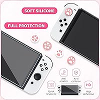 Vista 5 de RHOTALL Cute Sakura Carrying Case Set for Nintendo Switch OLED,Pink Flower Accessories Bundle for Switch OLED with Hard Case, Screen Protector, 4