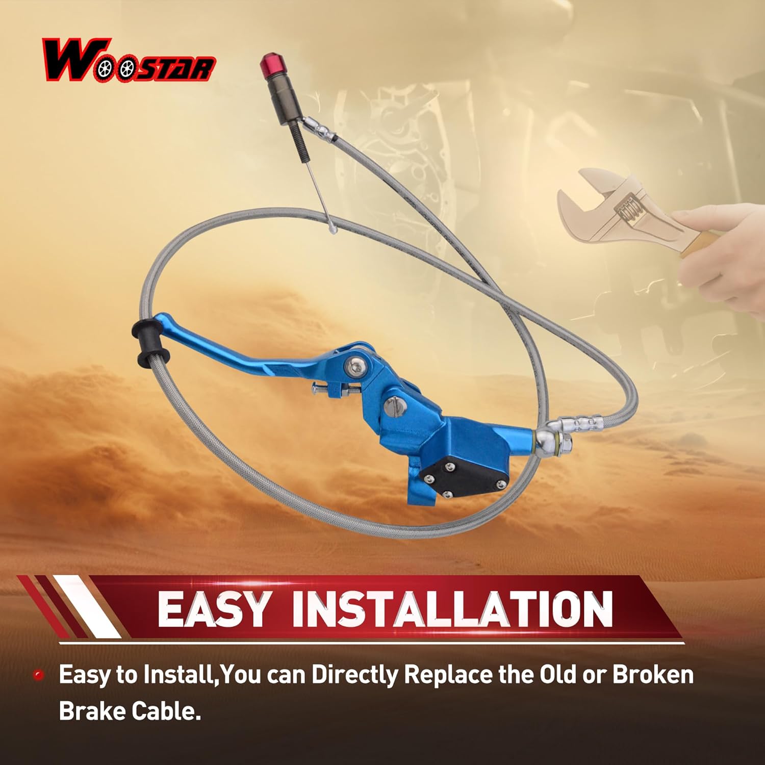 WOOSTAR Hydraulic Clutch Master Cylinder Lever with Fuel Hose with Brake Pump Replacement for Suzuki 125cc 150cc 180cc 200cc 250cc Vertical Engine Motorcycle Pocket Bike Pit Dirt Bike ATV Quad Blue