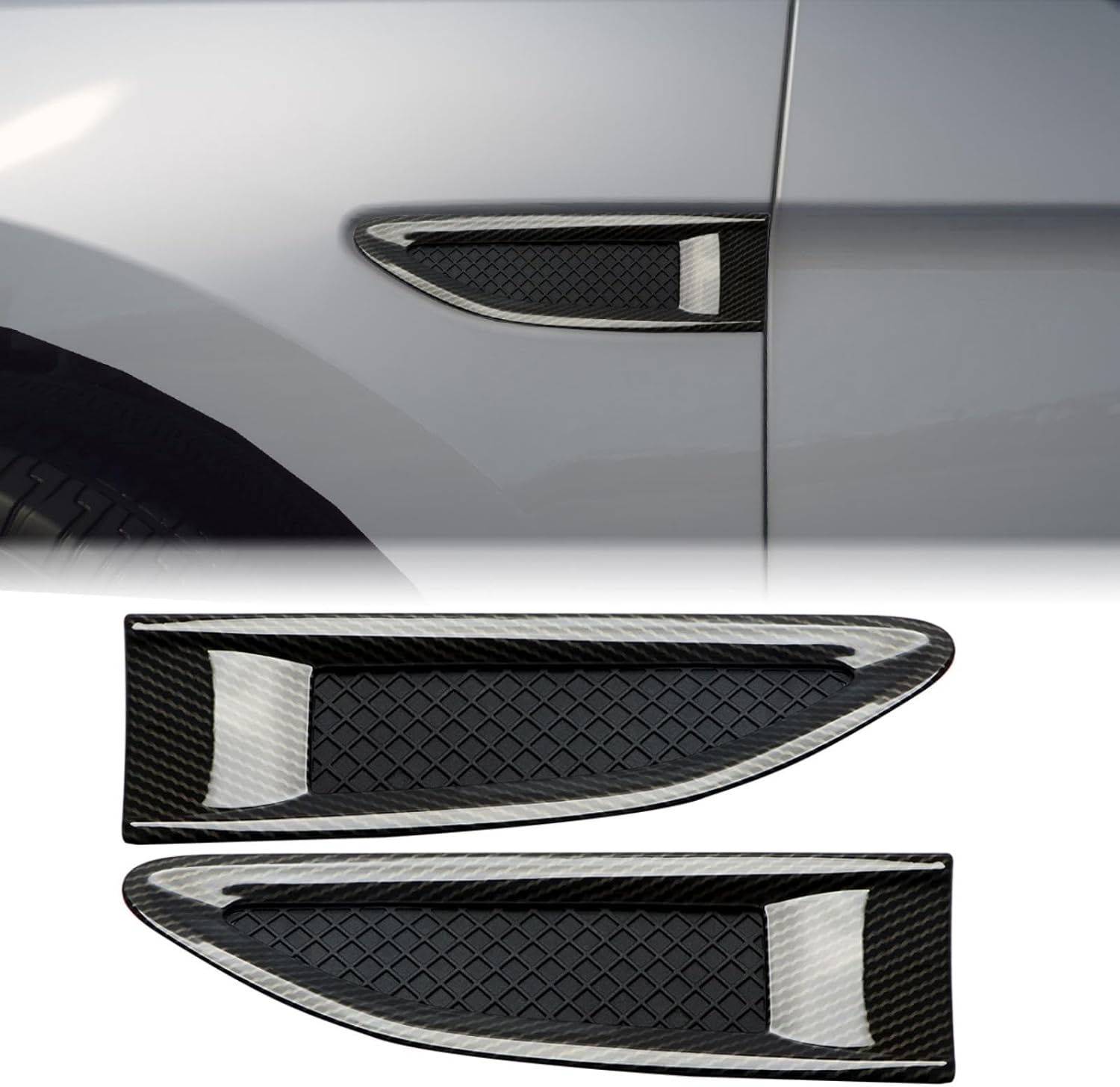 JERBOR 2PCS Car Side Vents for Ford Taurus 2013-2019, Decorative Stickers,ABS Spoiler,Air Flow Intake Hole Grille Auto Exterior Accessories (Carbon Fiber Layer)