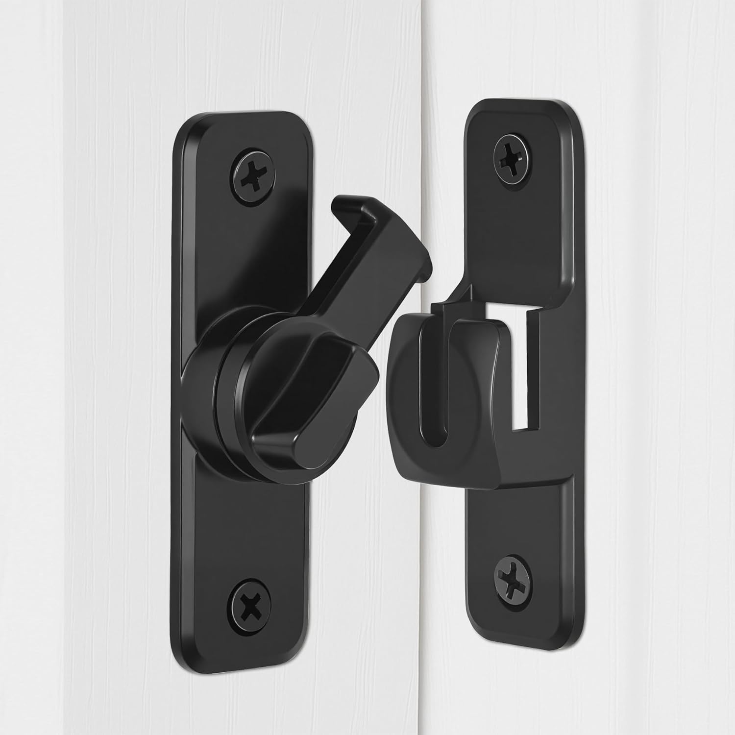 Black Sliding Barn Door Lock, 90/180 Degree Flip Gate Latch, Zinc Alloy Barn Lock Latch Hardware for Barn, Garden, Cabinet, Bathroom