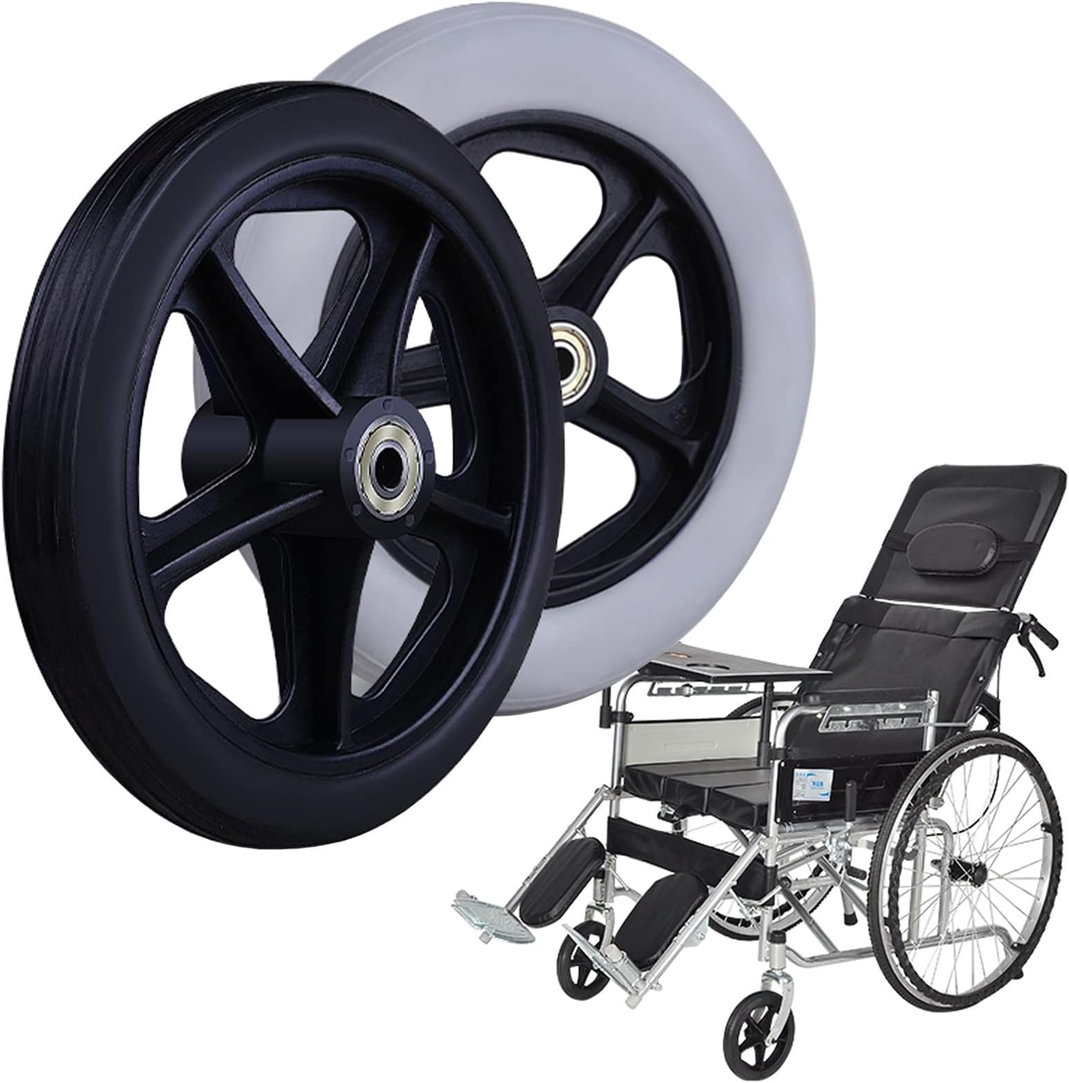 2pcs Wheelchair Front Castor Wheels, Replacement Wheel For Rollators, Silent And Smooth, Load Capacity 120kg, 6" 7" 8" Solid Tyre For Handicapped Wheelchairs ( Color : Gris , Size : 8inch/200mm )