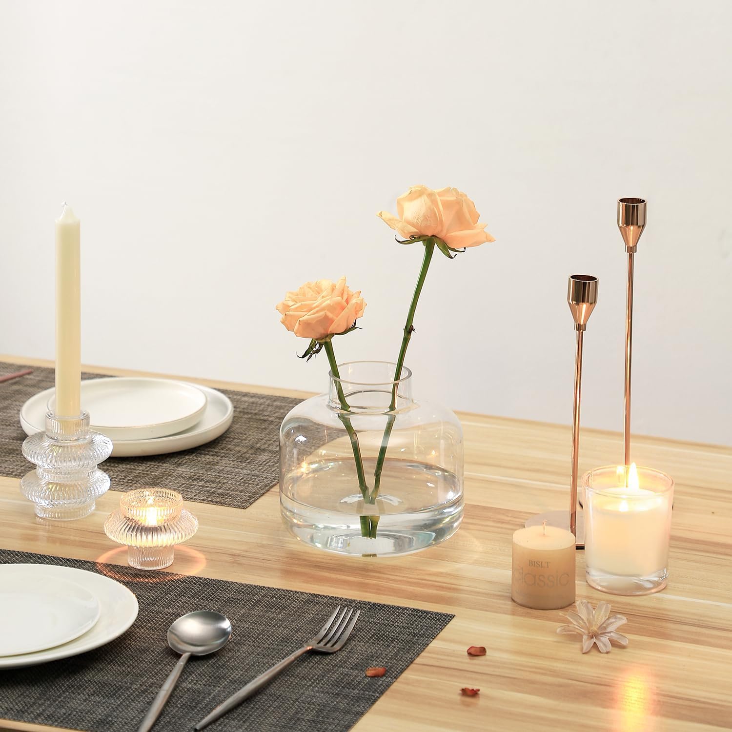 Short Glass Vase, Short Flower Vase, Round Glass Vase, Small Glass Vases for Flowers, Clear Flower Vase, 6 Inch Modern Vases for Living Room, Dining Table, Wedding, Bookshelf, Office Decoration - Image 9