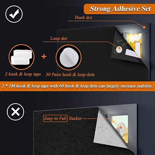 Miniatura 10 de UCMO Persianas opacas de 39 x 57 pulgadas, 100 % opacas para ventana, sin taladro, película opaca portátil para dormitorio, cortada a cualquier