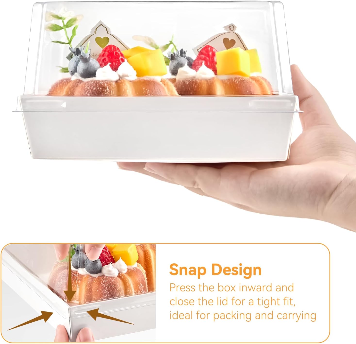 x 4 Inches White Paper Cake Boxes with Clear Lids, Square
