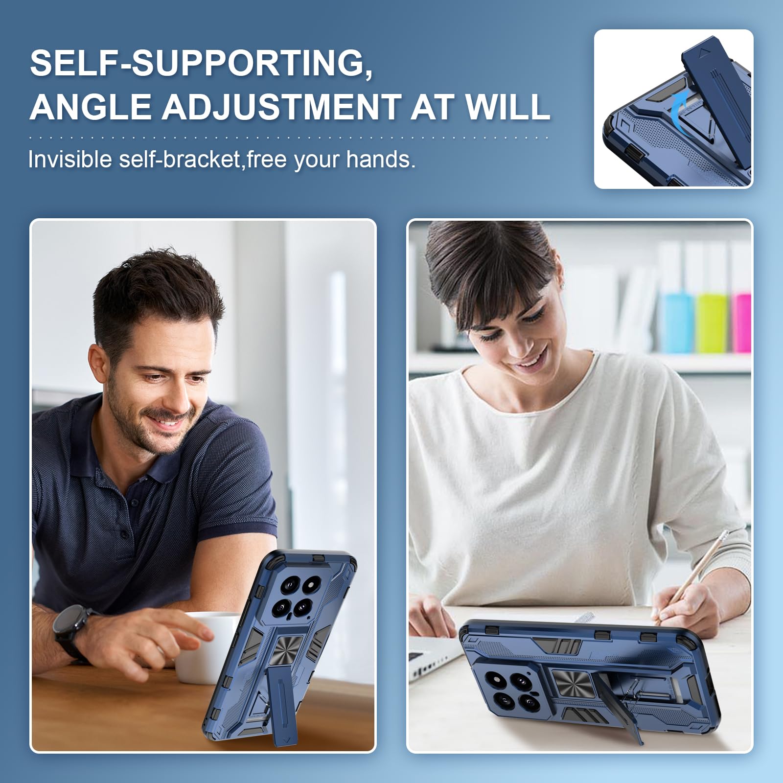 Funda para Xiaomi Redmi Note 15 Pro 5G, Carcasa Antigolpes con Soporte anular metálico, Case Protectora de Grado Militar, Azul — view 787