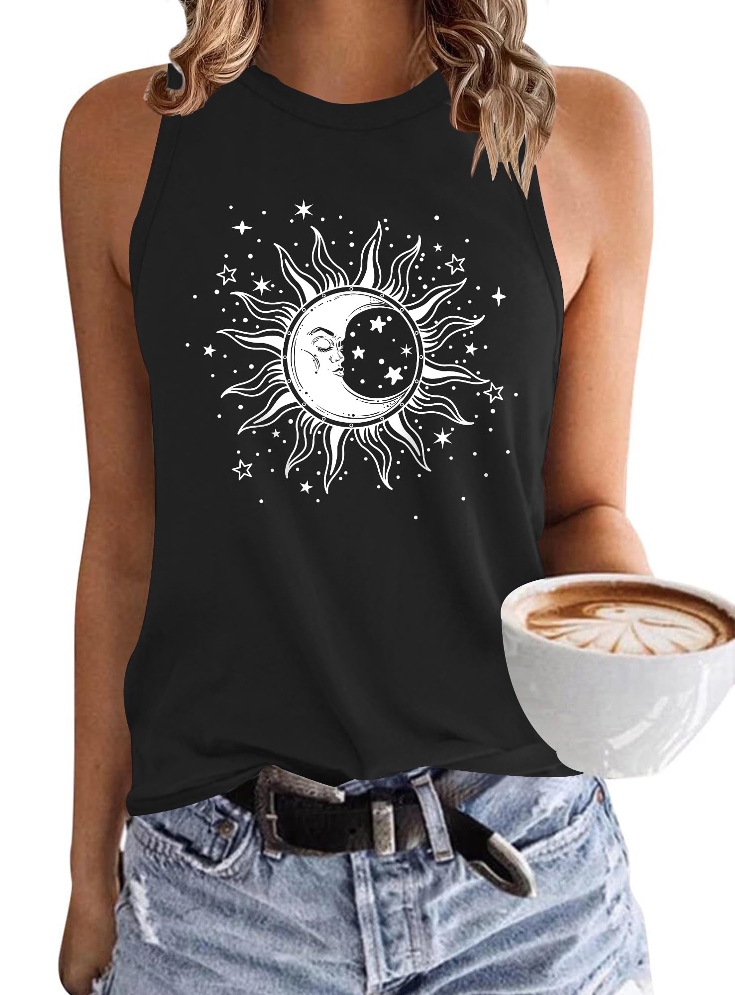 PLMOKEN Ärmellos Tank Top Damen - Sommer Vest Rundhals Oberteile Blusentop Elegantes Top