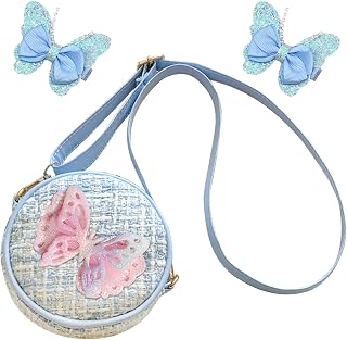 Bolso Niña, Azul Bolso Pequeño con Correa Ajustable Bandolera para Niña 3-10años, 12 x 4 x 12cm