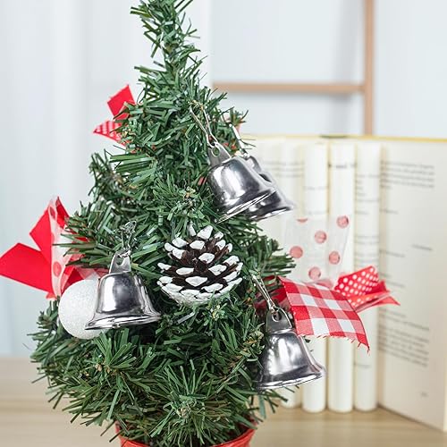 Miniatura 5 de MCPINKY 45 cascabeles plateados para manualidades, campanas pequeñas, campanas pequeñas con ganchos de resorte para colgar para campanillas de