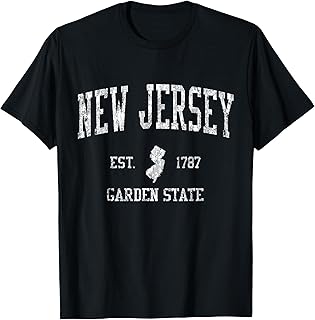 New Jersey T-Shirt Vintage Sports Design NJ Tee T-Shirt