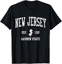 New Jersey T-Shirt Vintage Sports Design NJ Tee T-Shirt