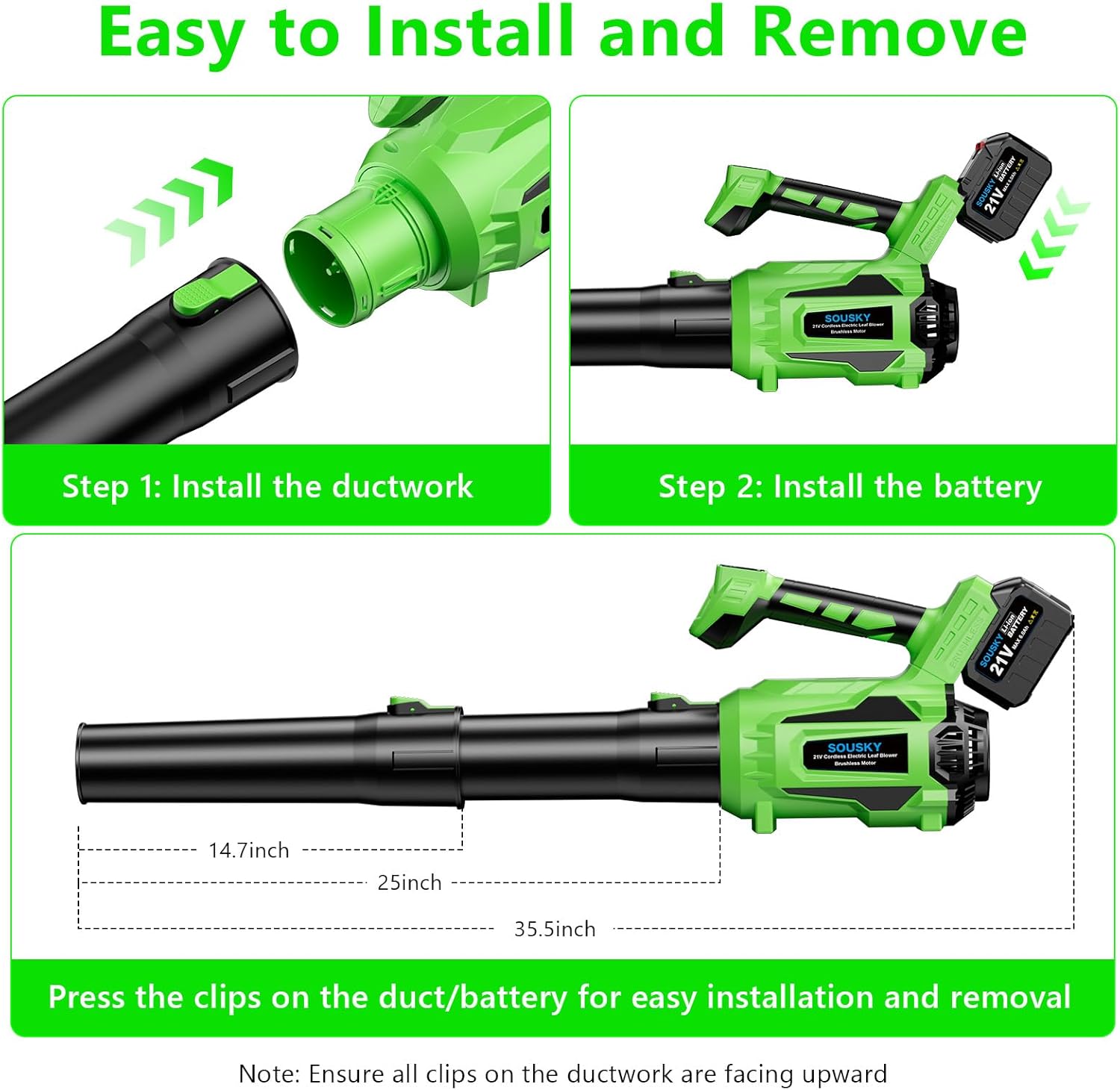 Leaf Blower Cordless, Battery Leaf Blower with 2 * 6.0Ah Batteries and Charger, 21V Brushless Electric Leaf Blowers with 5 Speed Levels and Turbo Mode for Lawn Care,Blowing Leaves,Yard Cleanup - Image 7