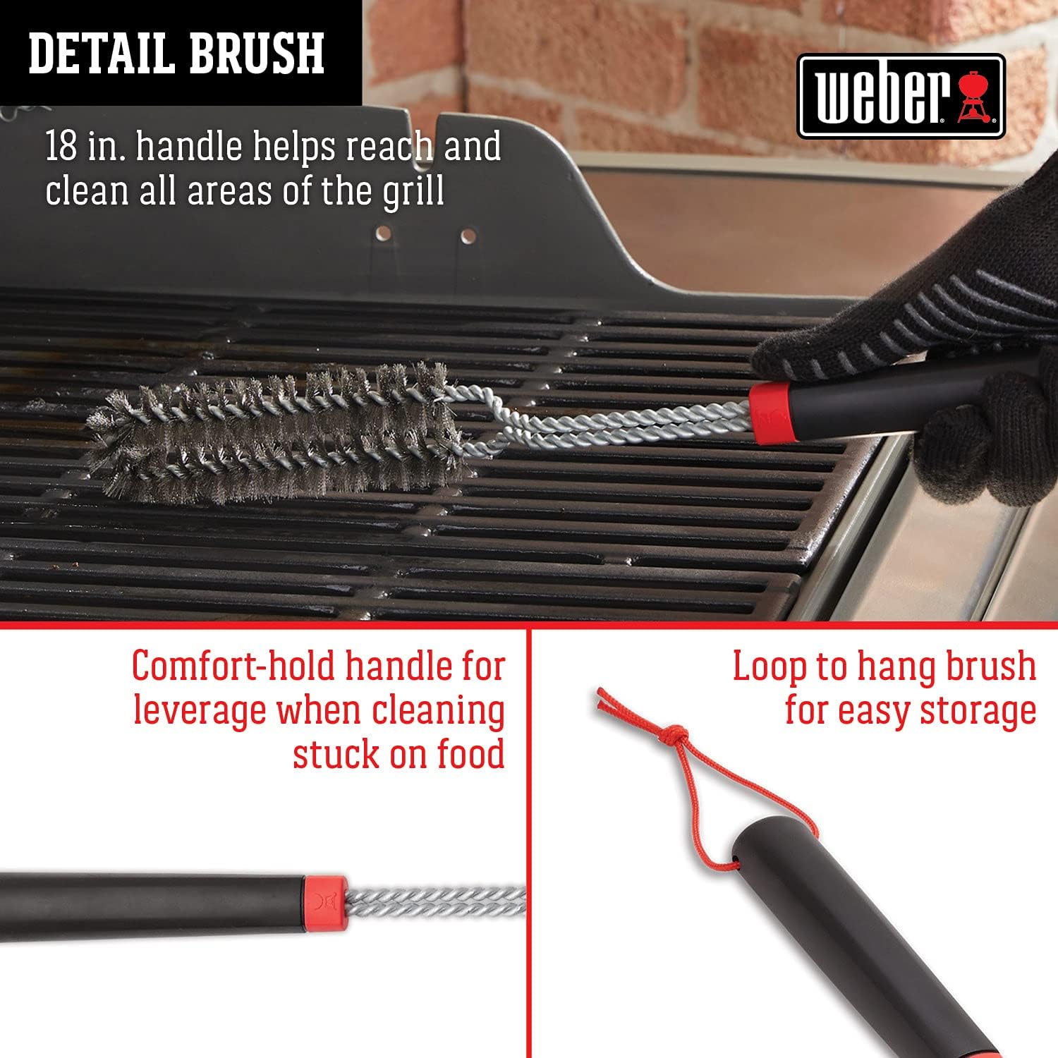 Weber 18" Detail Brush : Patio, Lawn & Garden