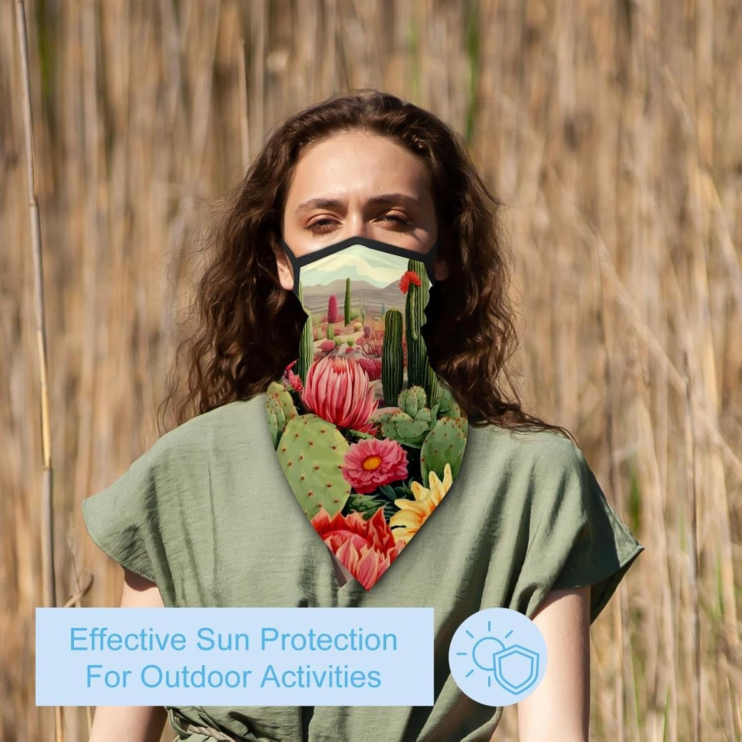 4 Pieces Cactus Balaclava Ski Mask, Motorcycle UV Protector Scarf, Summer Cooling Neck Gaiter for Men/Women