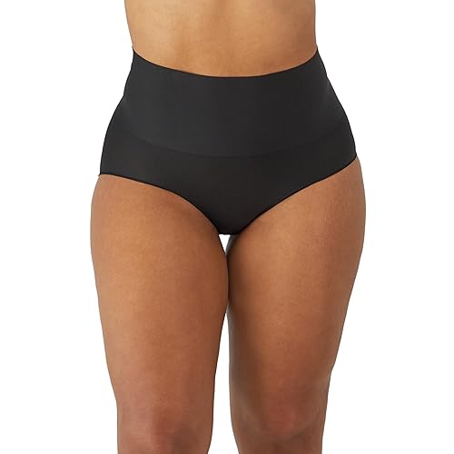 Maidenform Women's High-Waisted Shapewear Underwear - Tummy Control Shaping Brief, Firm Control Panties - Black - Large