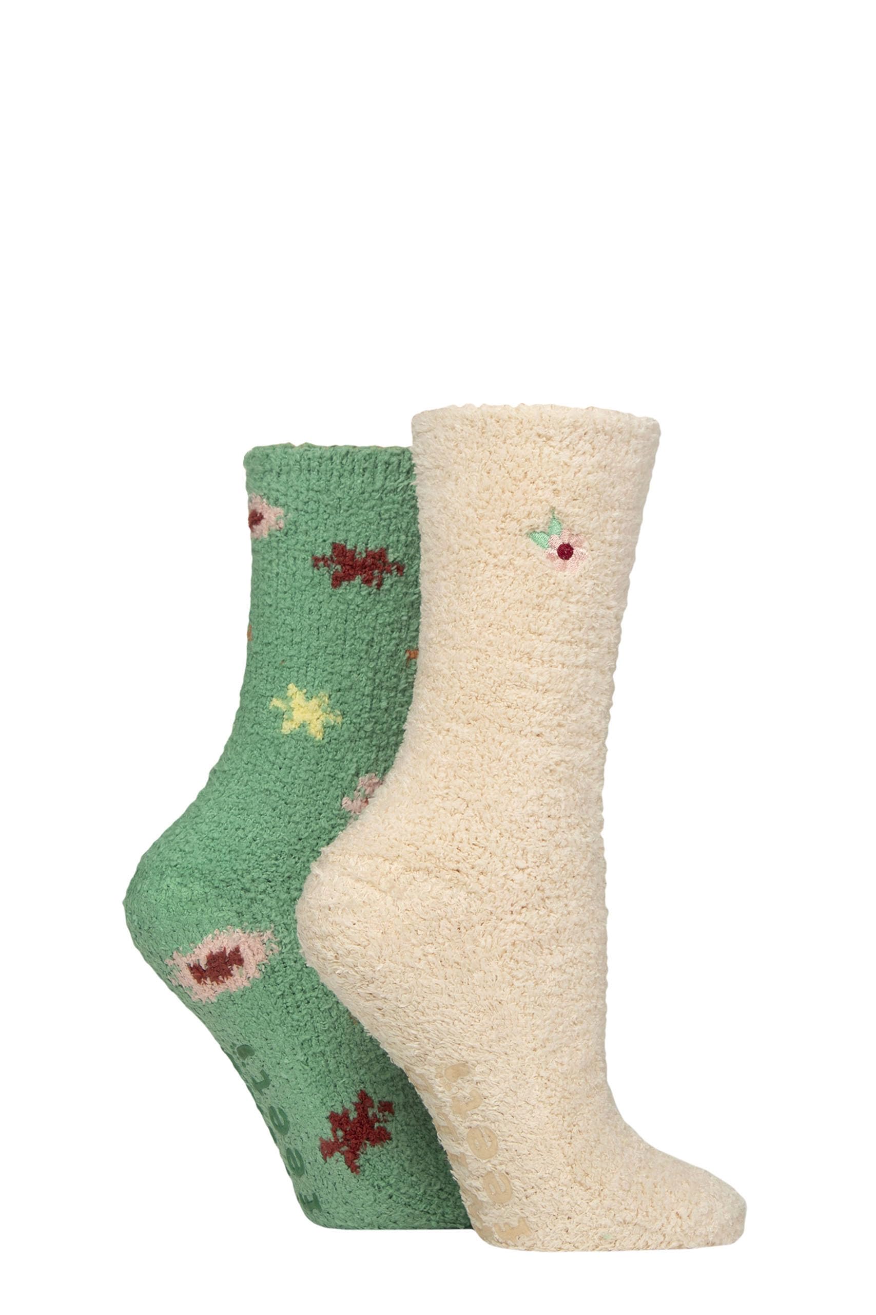 Sockshop Women's Floral Wildfeet Lounge Socks - Embroidered, Cosy And Warm In A Multipack Of 2 Size 4-8 (Uk, Numeric, 4, 8, Regular, Regular, )