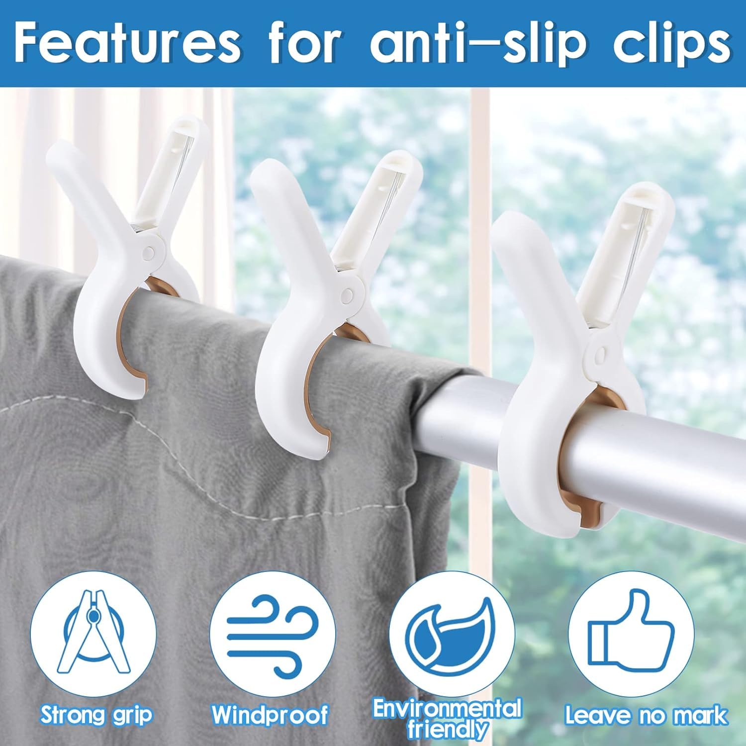 HEXONIQ® Plastic Towel Pins, Strong Grip Anti-Rust Spring, Heavy Duty Beach Towel Clips, Laundry Clothes Pins to Keep Your Towel, Clothes, Blanket Drying on Clothesline, Brown, Pack of 6 2
