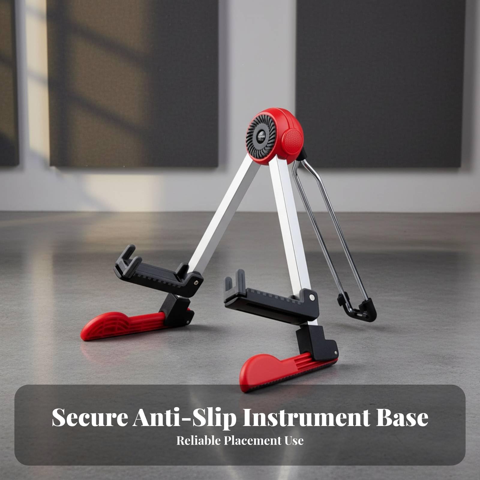 Amagogo Supporto Musicale con Telaio Pieghevole per Chitarra Violino Basso Ukulele Regolabile Morbido Protegge Strumenti Adatto per Sala Prove Performance Dal , color to 2