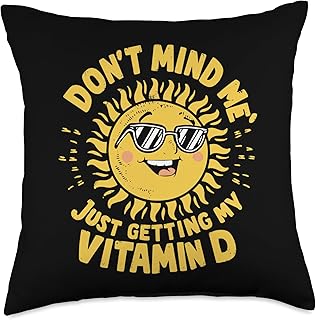 Funny Sun Tanning Vitamin D Summer Throw Pillow