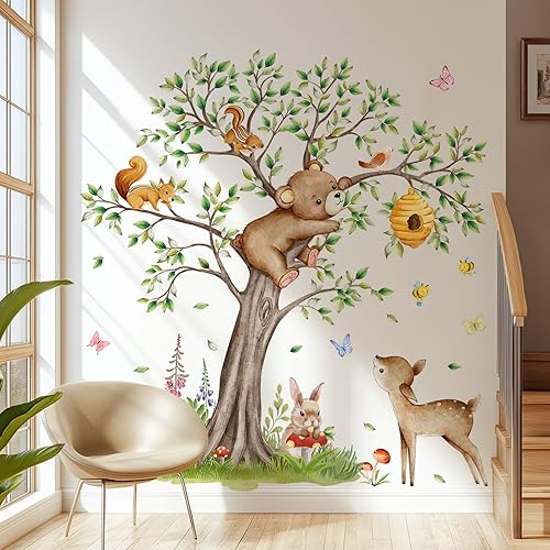 Woodland Animals Tree Wall Stickers DIY Giant Tree Wall Decals
