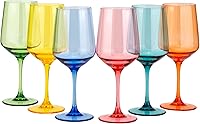 Vista 1 de KOXIN-KARLU Vasos de vino con tallo de plástico irrompibles clásicos de 18 onzas, vasos de acrílico multicolor, juego de 6