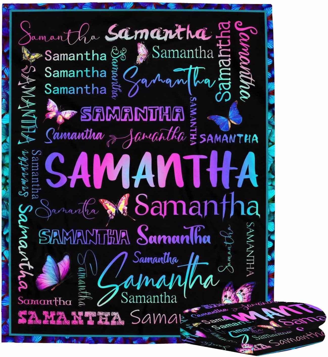 D-Story Personalized Throw Blankets with Name Custom Blankets with Text Customized Blankets for Kids Adults Women Men Personalized Bedding Throw Blankets Gift for Christmas Wedding 80x70inch