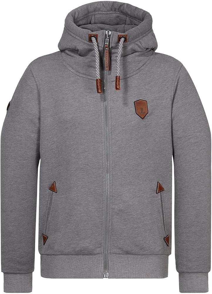 Sweat Capuche Femme Naketano Gris Taille M - Zippé Coton - Très Bon état