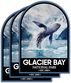 (3 Psc) Glacier Bay National Park Sticker - Nature Decal - Camping Decal for Nature Lover Or Camper - Hiking Inspired Gift for Friends - Sticker 3 Inch for Laptop Water Bottles