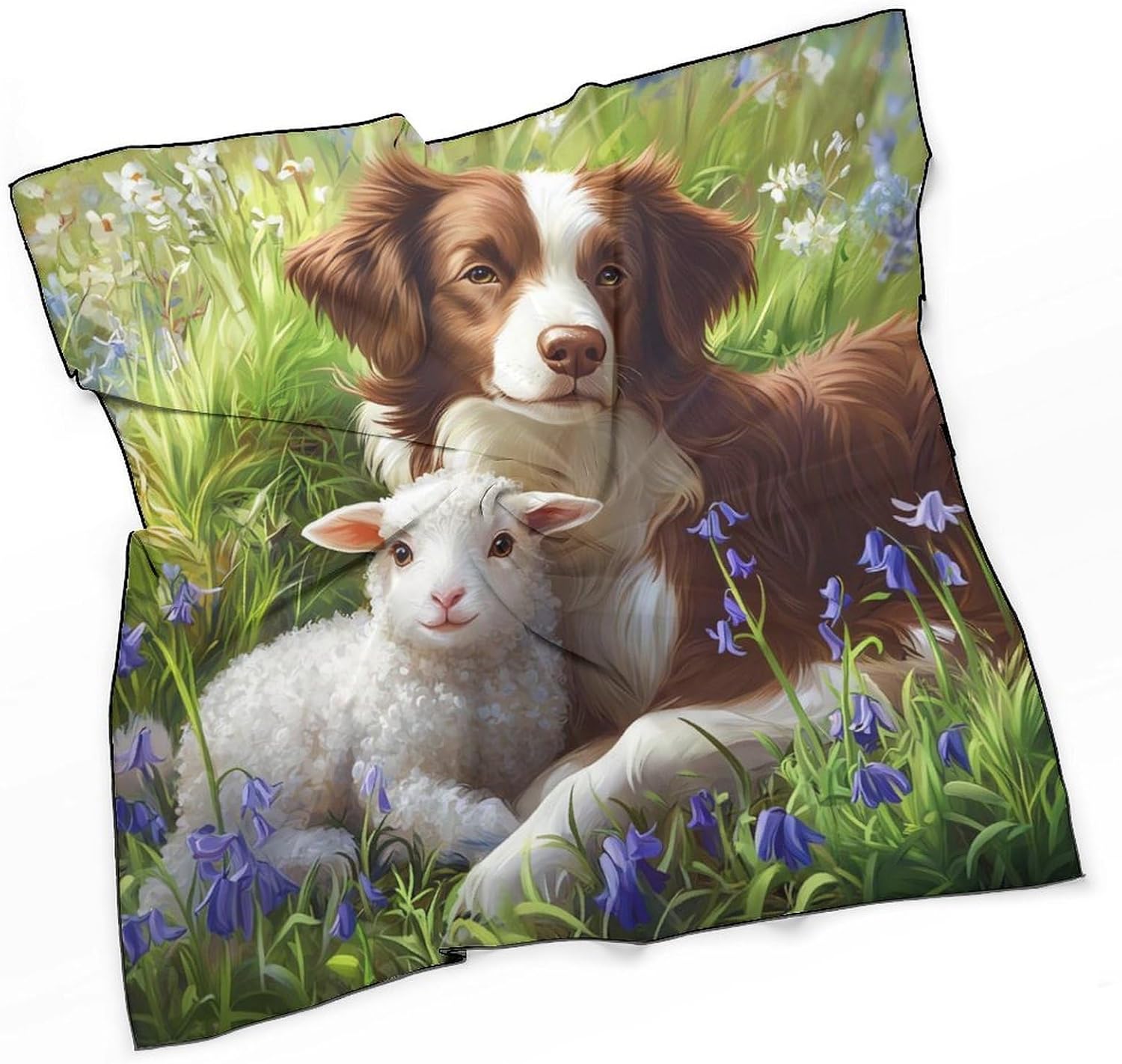 Border Collie Dog Sheep Bandana Fashion Head Scarf Square Silk Scarf Print Neck Hair Scarfs for Women Men Gifts