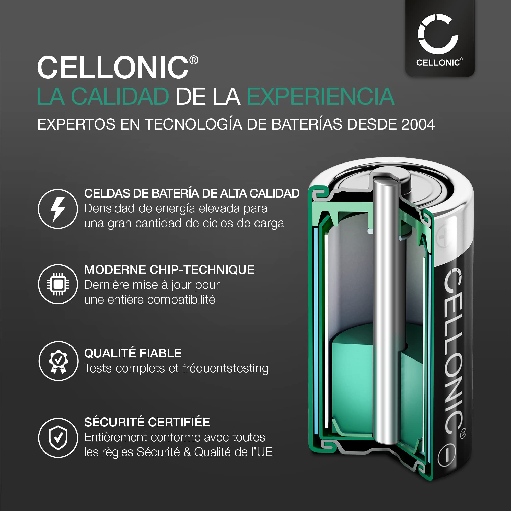 CELLONIC 1x Batería para Cámara Compatible con Samsung SC-D365, SC-D263, SC-D354, SB-LSM80 - (2400mAh, 7.4V)