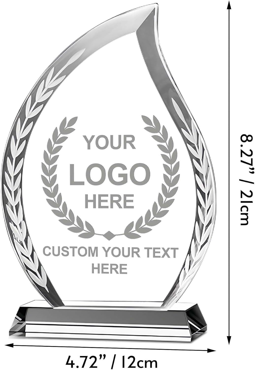 Custom Crystal Trophy Award, Customized Engraved Crystal Award Plaque with Your Logo/Emblem/Text, Personalized Awards and Trophies for Sports, Corporate Events, Games Nights