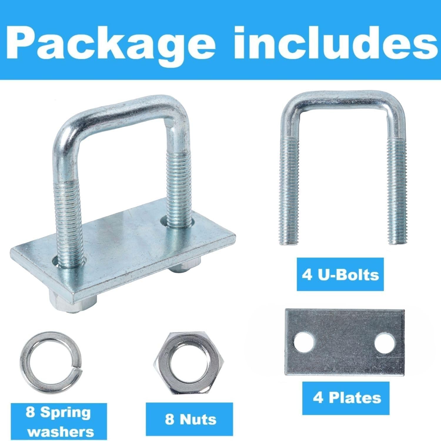 4 Pack Leaf Spring Clamp Kit, 1-3/4 inch Width X 3-3/8 Long Leaf Spring Clamps for Truck, Locks Springs