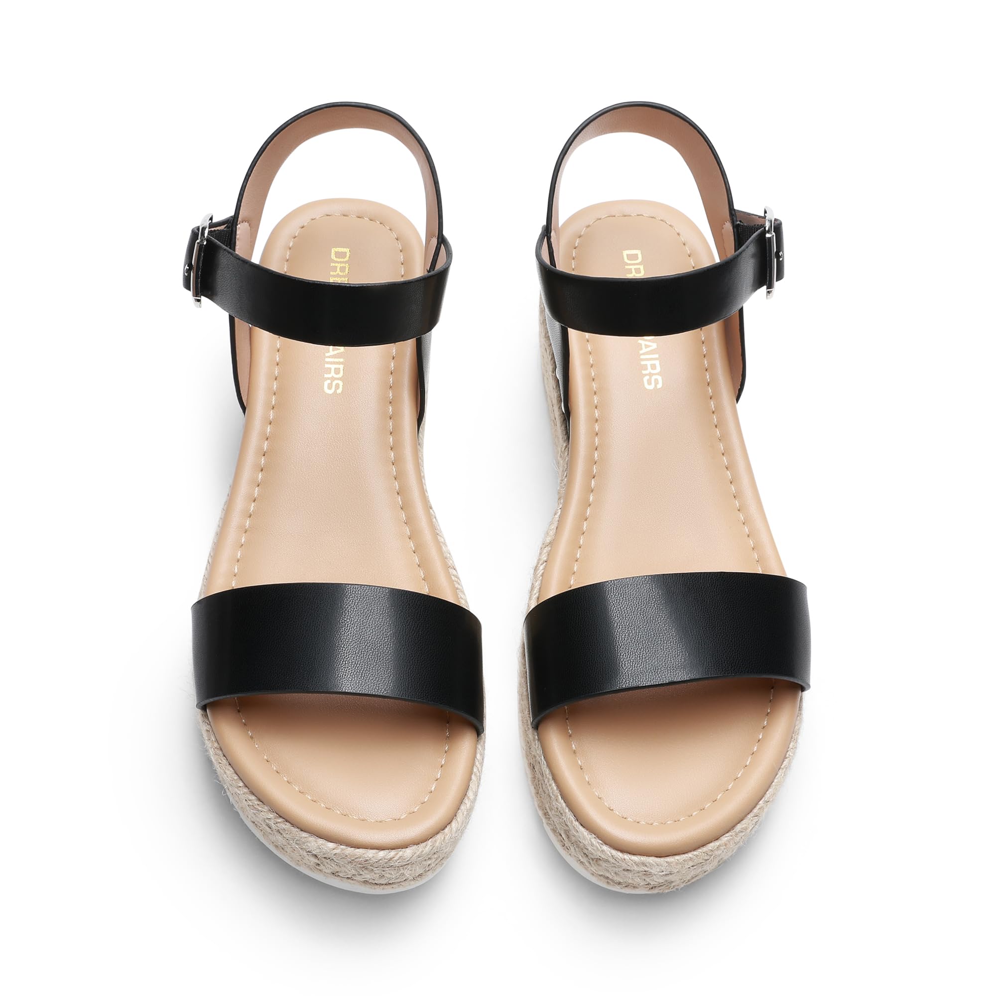 DREAM PAIRS Damskie sandały na platformie espadryle na koturnie, wygodne sandały z odkrytymi palcami z jednym paskiem dla kobiet szykowne na co dzień lato