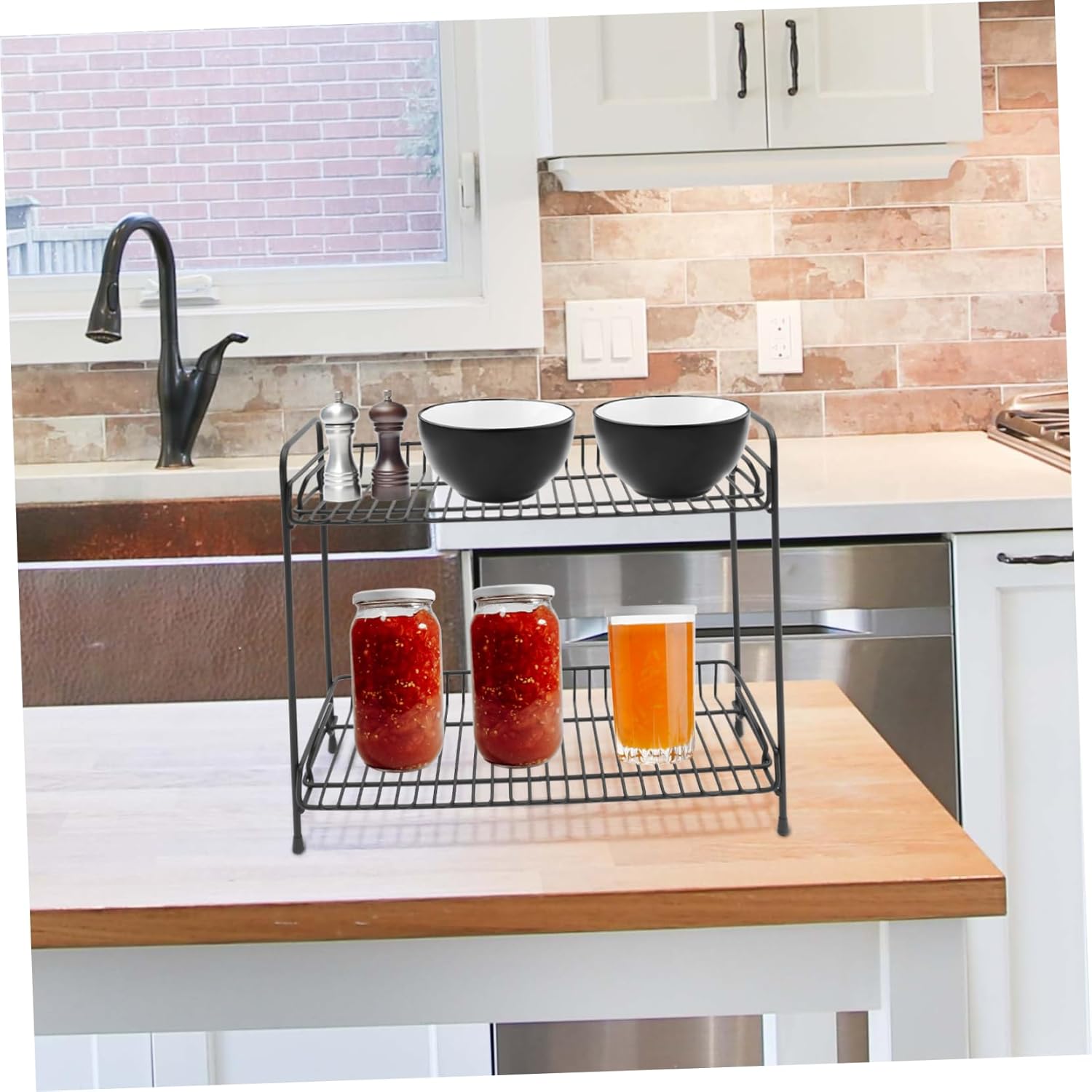 CHILDWEET 1pc Kitchen Spice Rack Multifunctional Storage Organizer for Sauces and Condiments Easy Installation Elevated Design for Bottles Lightweight and Elegant Kitchen Shelf