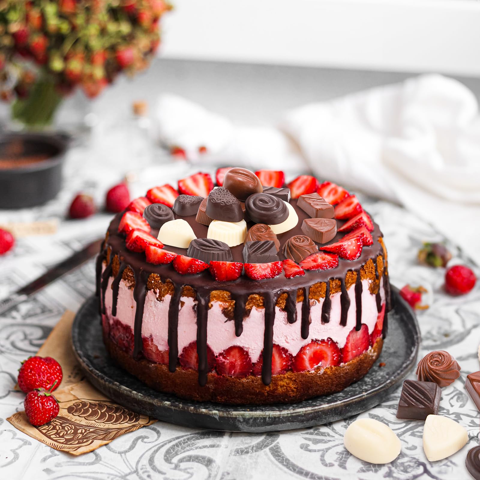 40 piezas de chocolate falso, dulces artificiales para manualidades, decoraciones de chocolate realistas, modelo de postre de dulces reutilizables para decoración de pasteles, recuerdos de 8