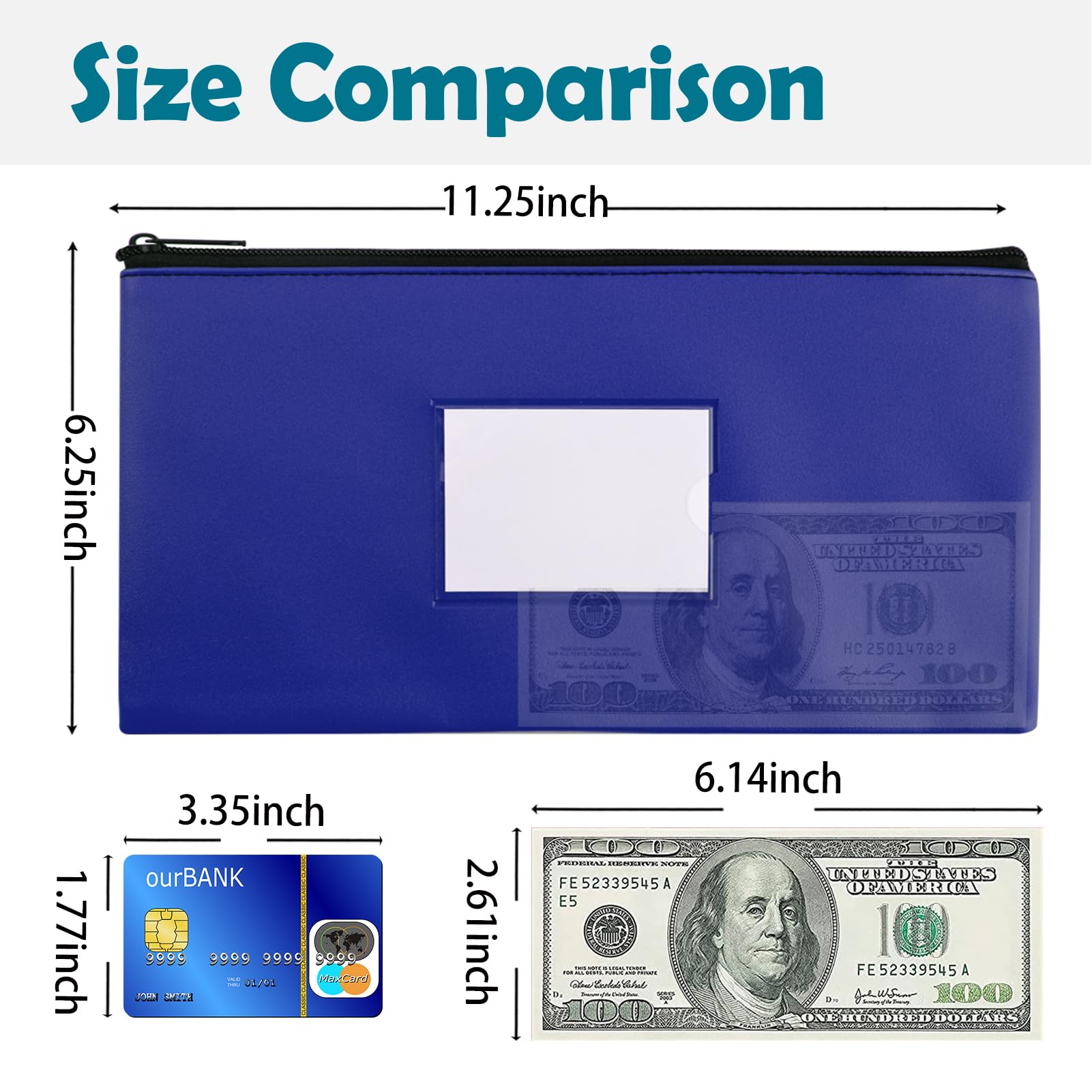 Amazon.com: NICKANG Blue Money Bags with Zipper (3 Pack