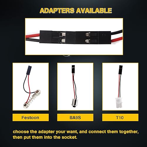 Miniatura 5 de EverBrightt 2835 Chipset 12SMD LED Panel Dome Lights Auto Interior Lectura Lámpara con T10BA9S  Festoon Adapters DC 12V Blanco Paquete de 6