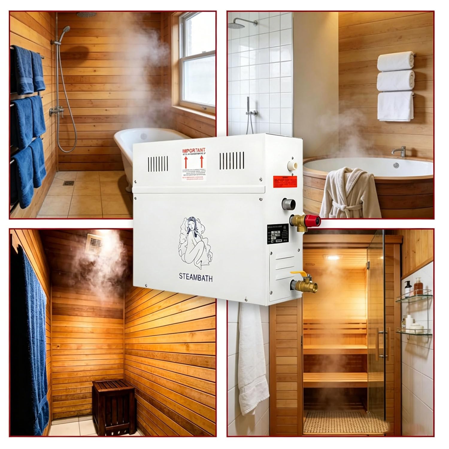 Versátil kit generador de baño de vapor, opciones de 3 kW a 18 kW, controlador de pantalla digital de 35.0 a 55.0 °C, drenaje automático autolimpiable, adecuado para mamparas de ducha, habitaciones de