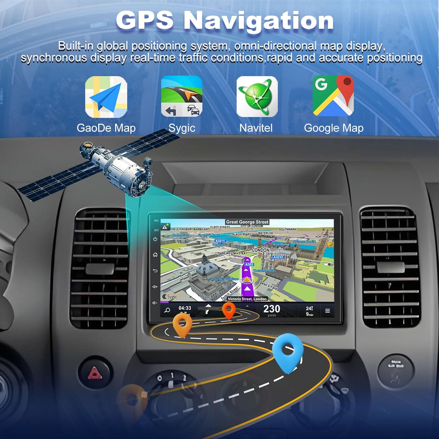 Android 15 Car Stereo for Nissan Xterra 2000-2008 with Carplay Android Auto, 4+64G 7 Inch QLED Touchscreen Car Radio with Bluetooth, GPS, FM/AM Radio, Backup Camera