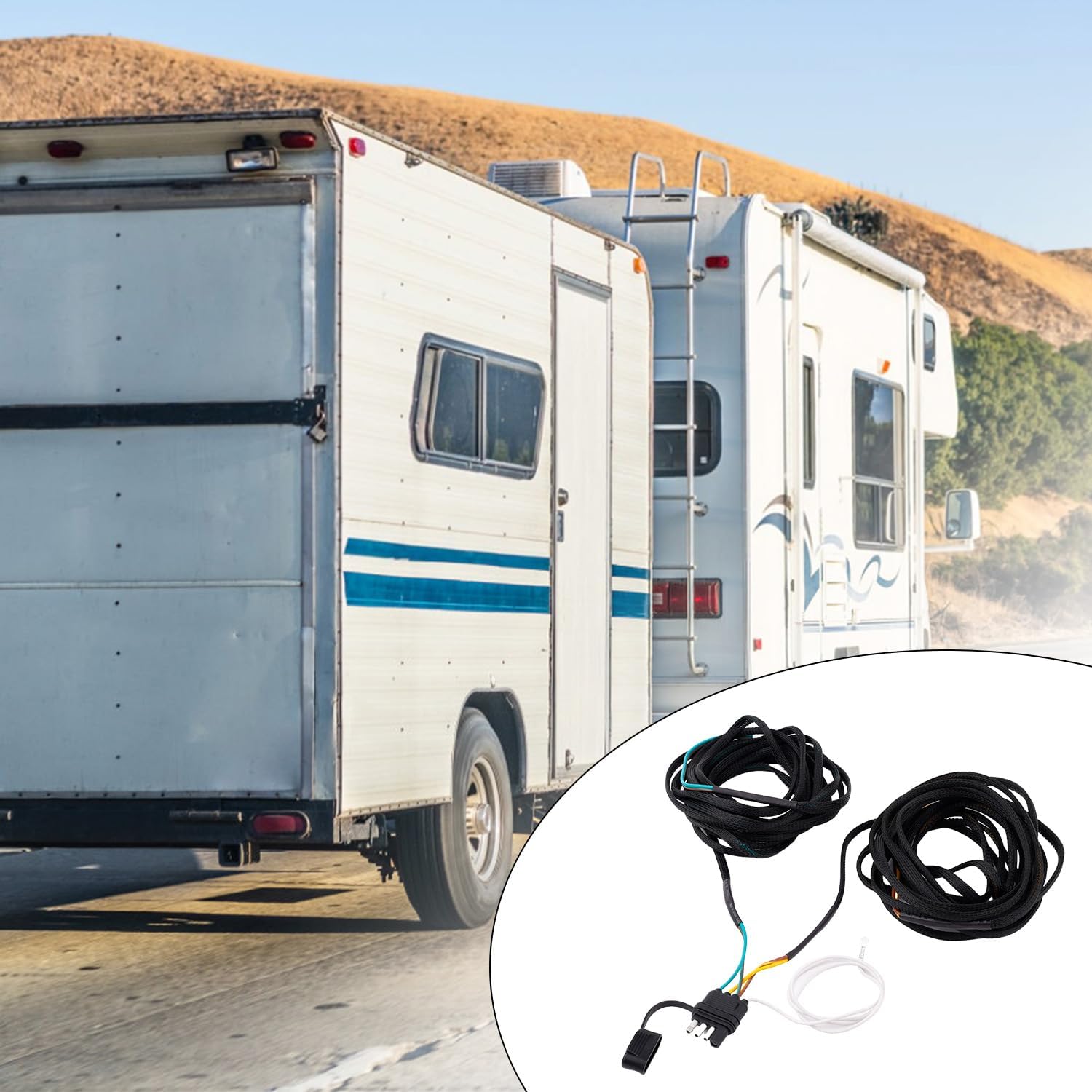 4 Pin 5 Wire Trailer Wiring Harness, 22FT Trailer Light Wire Harness 4 Way Flat 5 Wire Harness Connector Plug for Both-Side Taillights of Rewiring Trailer RV Boat