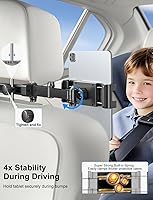 Vista 4 de PLDHPRO Tablet Holder for Car Headrest Mount iPad Backseat Foldable Back Seat Stand Compatible 5.1-15.6'' Phones Tablets, Road Travel Essentials for