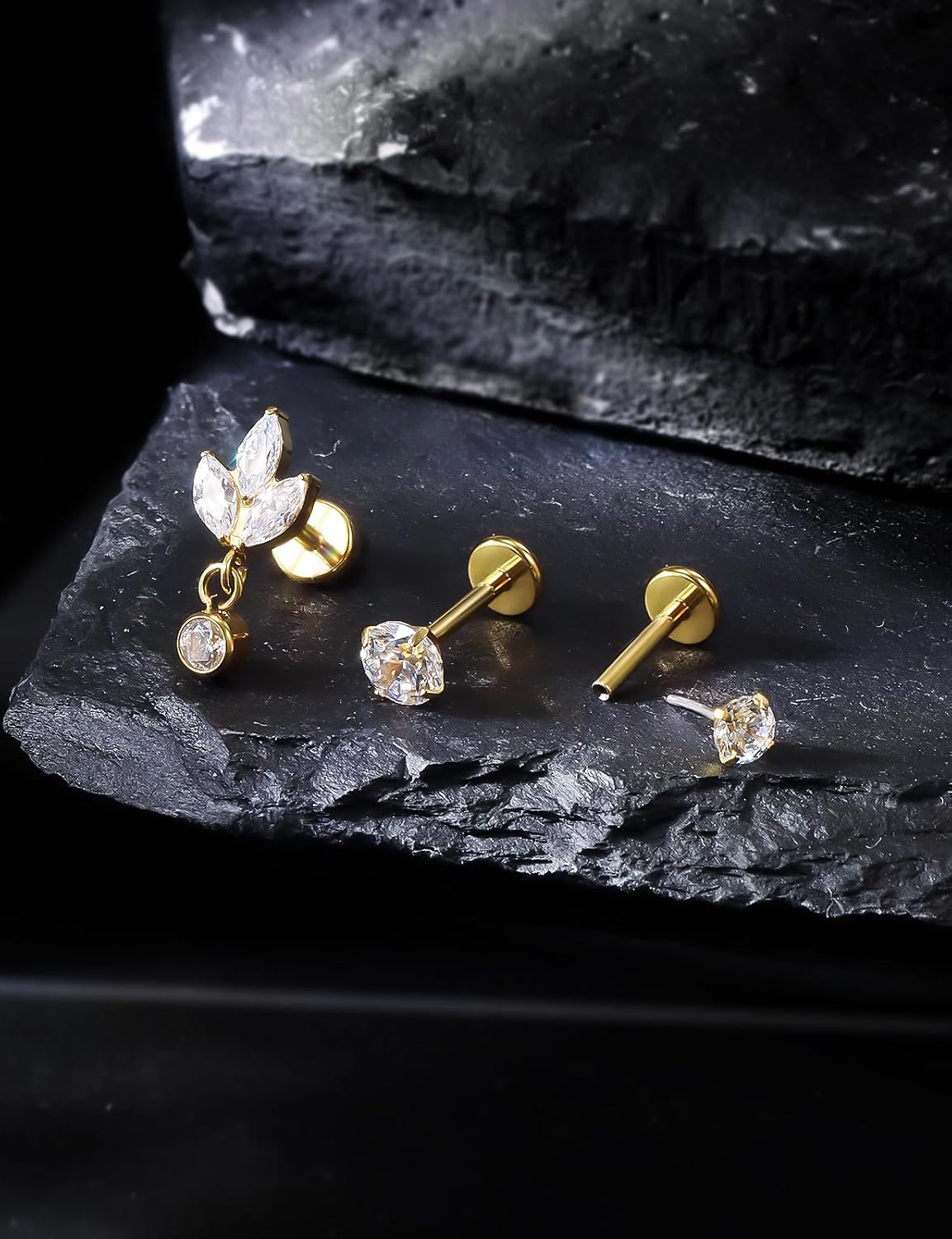 20G 18G 16G Astm F136 Titanium Threadless Flat Back Earrings Nose Studs Tragus Forward Helix Conch Cartilage Lobe Earrings Stud Medusa Labret Monroe Lip Ring Piercing Jewelry For Women Men - Image 5