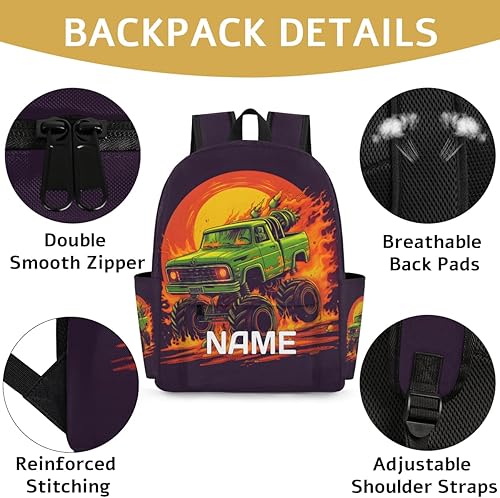 Miniatura 2 de Mochila personalizada para niños, mochila personalizada para niños preescolares para jardín de infantes, guardería, mochila escolar, Cool Truck,